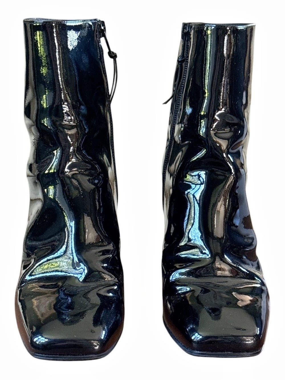 Stuart Weitzman Vera Zip Bootie Patent Ankle Boots Black US 7.5 M